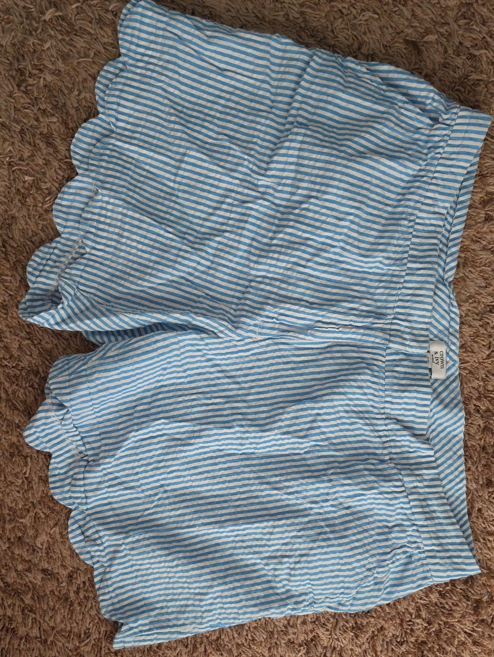 crown & ivy Blue and White Striped Scallop Hem Shorts